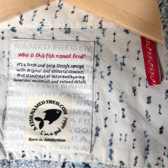 A Fish Named Fred Shirt Short Sleeve Button Up Butterfly Floral Cotton Men's XXL - Picture 4 of 13